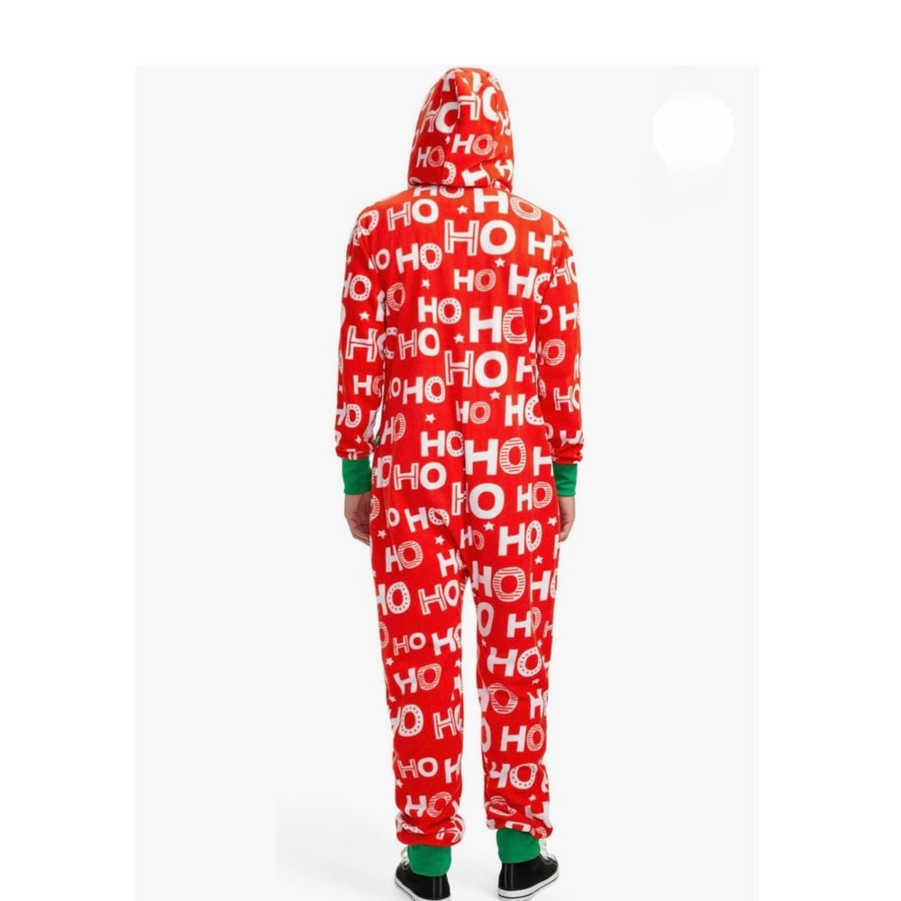 Tipsy Elves Mens‎ Ho Ho Ho Christmas Jumpsuit Red Green One Piece Pajamas Large